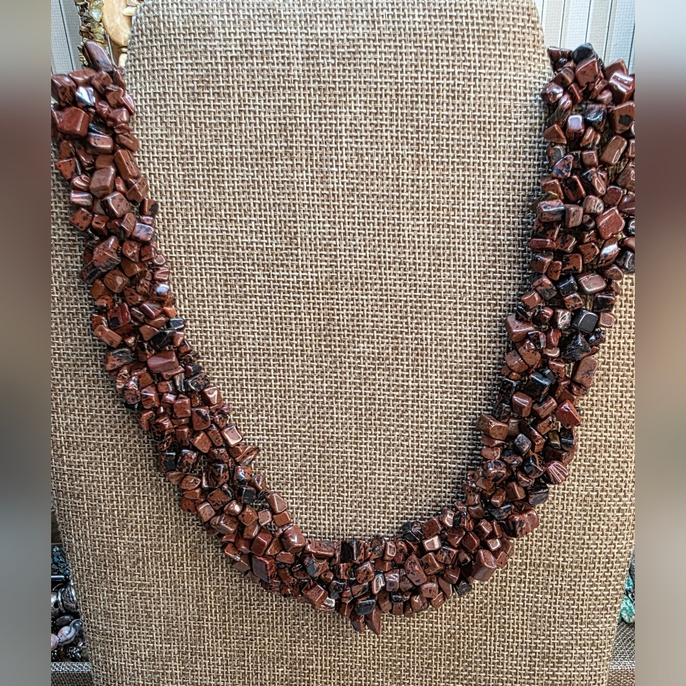 MAHOGANY OBSIDIAN  Bib Chocker Necklace